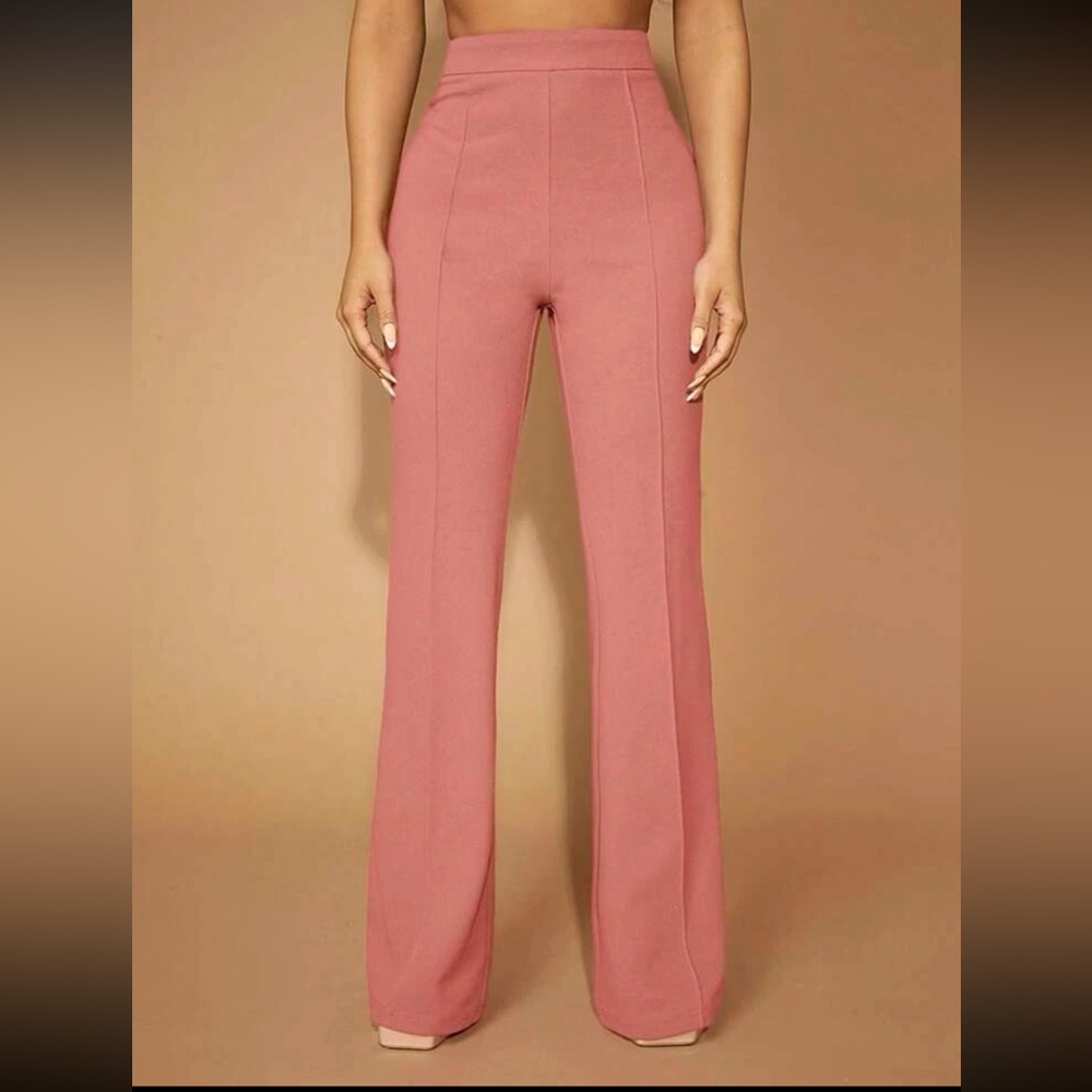 New - Pink high-waist flare legged pants
